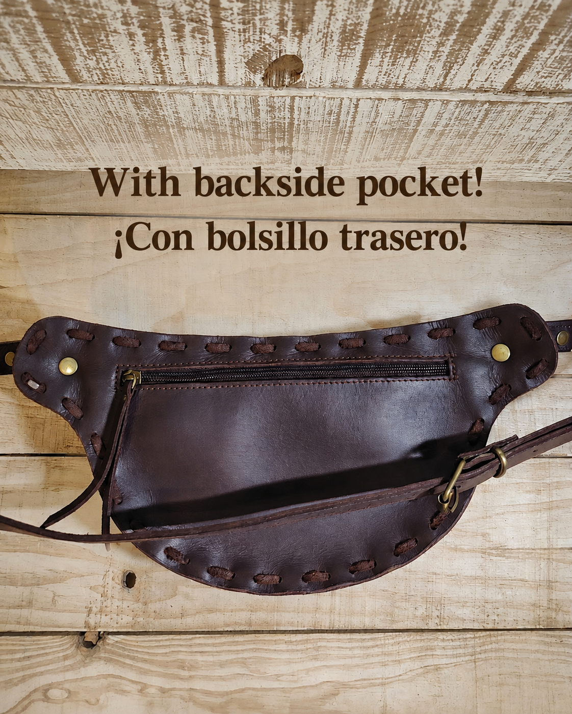 Bohonito leather belt bag featuring a secure hidden pocket on the back side.