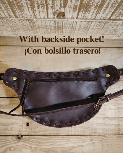 Bohonito leather belt bag featuring a secure hidden pocket on the back side.